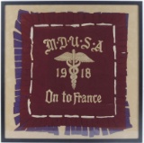 WW1 MDUSA Medical 1918 Souvenir Felt Pillow Case Framed
