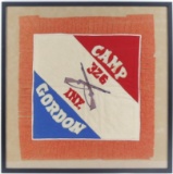 WW1 Camp Gordon 326 Inf Souvenir Felt Pillow Case Framed
