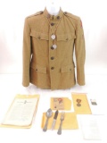 WW1 U.S. Army 5th Division Named Tunic with Dog Tags, Ephemera, and More