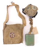 WW1 U.S. Army 2nd Division Gas Mask and Pouch with Handpainted Insignia