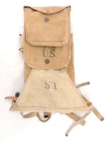 WW1 U.S. Haversack with Infantry Buttons and Mess Kit