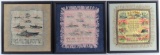 WW1/2 Group of 3 Military Souvenir Silk Pillow Cases Framed