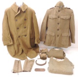 WW1 U.S. Army Named 7th Division Engineer Corps Uniform with Trench Coat, Leather Luggage Tag, and