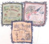 Group of 3 WW1/WW2 U.S. Army Silk Pillow Cases