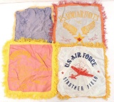 Group of 4 WW2 U.S. Army and Air Force Silk Pillow Cases