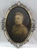 WW1 Photograph Featuring Soldier with Convex Gilded Frame