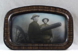 WW1 Photograph Featuring Soldiers with Cannon in Antique Frame
