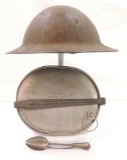 WW1 U.S. Doughboy Helmet with Mess Kit and ID'd
