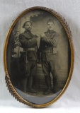 WW1 Photograph Featuring 2 African American Soldiers in Convex Gilded Frame