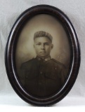WW1 Portrait Featuring African American Soldier in Antique Convex Frame