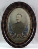 WW1 Portrait Featuring Soldier in Antique Convex Frame