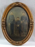 WW1 Portrait Featuring 3 Soldiers with Cards in Antique Gilded Frame