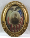 WW1 Portriat Featuring Soldier in Antique Convex Giled Frame