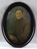 WW1 Portriat Featuring Soldier in Antique Convex Frame