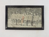 WW1 U.S. Army Photograph Featuring Soldiers with Flag