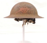 WW1 U.S. Army Doughboy Helmet with 102nd Artillary Handpainted Insignia