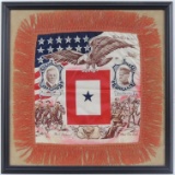 WW1 Woodrow Wilson & General Pershing Souvenir Silk Pillow Case Framed