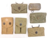 Group of 6 WW1/WW2 U.S. Army Ammo Pouches and First Aid Packet