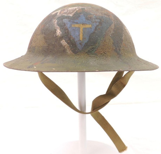 WW1 U.S. Army 36th Divsion Doughboy Helmet with Camoflage and Insignia