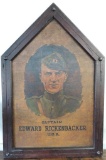 WW1 Antique Painting Featuring U.S. Pilot Capt. Edward Rickenbacker