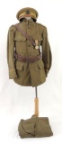 WW1 U.S. Army 26th Division Infantry Officers Uniform with Patches, Leather Belt, Medals, Hat, and