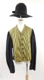 Antique Black and Yellow Striped Shirt with Hat