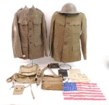 WW1 U.S. Army Infantry Division H Co. Sergeants Grouping Featuring Tunics, Gas Mask, and More