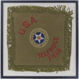 WW1 US Air Service Selfridge Field Souvenir Felt Pillow Case Framed
