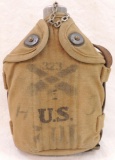 WW1 U.S. Army Canteen with Mounted Cavalry Strap and 323th Field Artillery E Co. Insignia