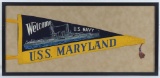 WW1 US Navy USS Maryland Framed Pennant