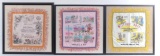 Group of 3 Souvenir Silk Pillow Cases Framed