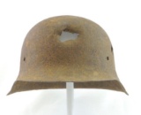 WW2 German Battle Dug Helmet with Original Battle Damage