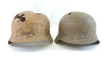 Group of 2 WW2 German Battle Dug Helmets