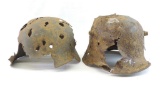 Group of 2 WW2 German Battle Dug Helmets