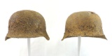 Group of 2 WW2 German Battle Dug Helmets