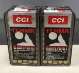 Two boxes of CCI 17 HMR game point Ammunition