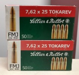 Two boxes of Lellier and Bellot 77.62x25 tokarev Ammunition