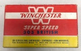 Partial box of vintage Winchester super speed 303 British ammunition