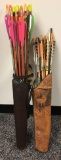 Group of two leather quivers with Easton arrows