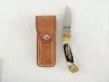 Parker-Frost K407 Year of the Eagle Stag Handle Pocket Knife with Leather Case