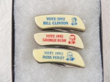 Group of 3 Taylor 1992 U.S. Presidential Election Pocket Knives