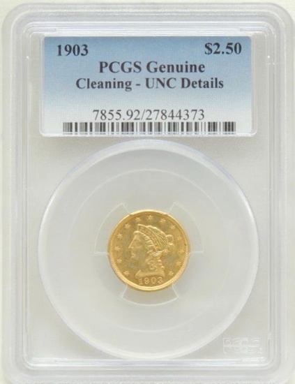 1903 Liberty Head $2.50 Gold Piece UNC details