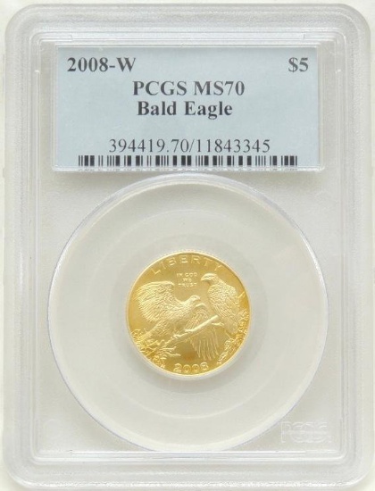 2008-W Bald Eagle $5.00 Gold Piece MS70