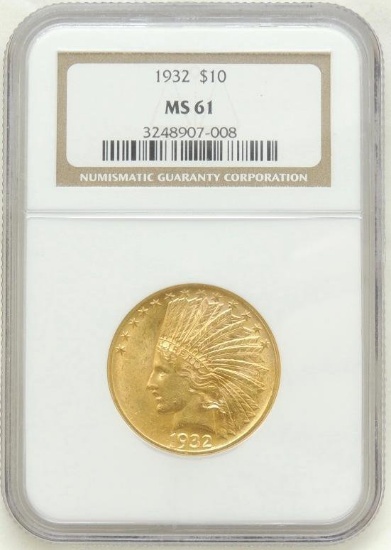 1932 Indian Head $10.00 Gold Piece MS61