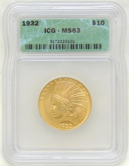 1932 Indian Head $10.00 Gold Piece MS63