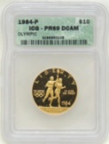 1984-P Olympic $10 Gold Piece PR69 DCAM