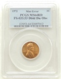 1972 Lincoln Cent - Mint Error MS64 RD