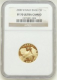 2008-W Bald Eagle $5.00 Gold Piece PF 70 Ultra Cameo