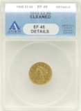 1845 Liberty Head $2.50 Gold Piece EF 45 details