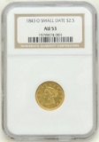 1843-O Liberty Head $2.50 Gold Piece/small date AU53